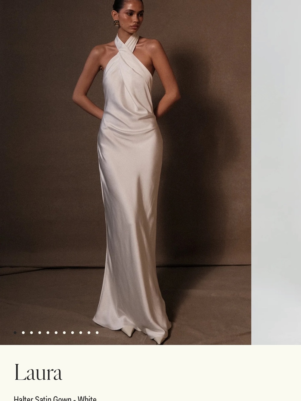 Meshki Laura Halter Satin Maxi Gown - White